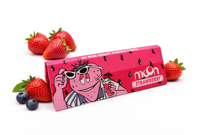 ochucené cigaretové papírky Moon s příchutí jahody